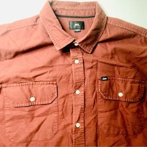 Obey Men’s Rust Button Down Shirt – 100% Cotton, Size XL